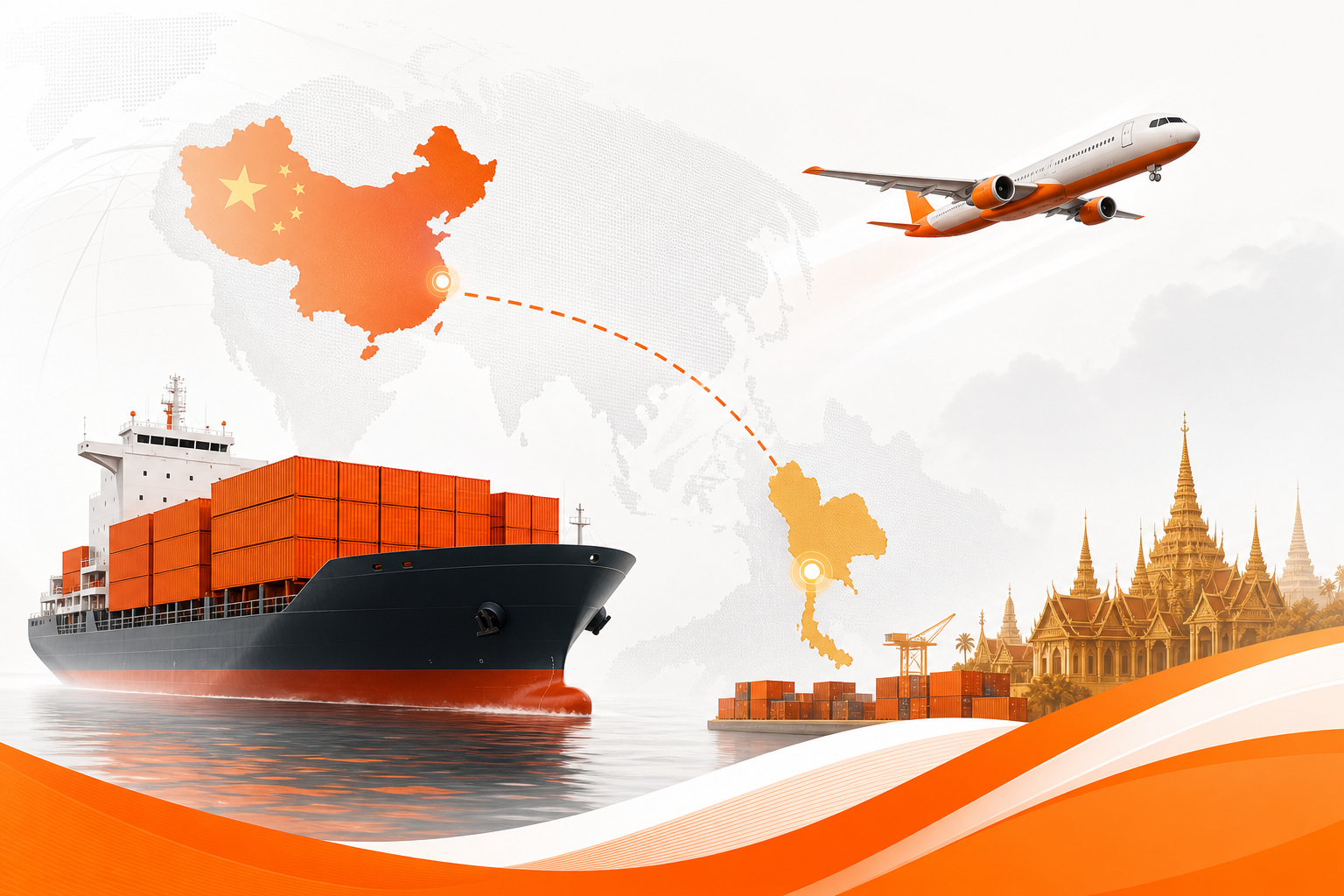 เส้นทางขนส่งสินค้าจากจีนมาไทย CG CARGO