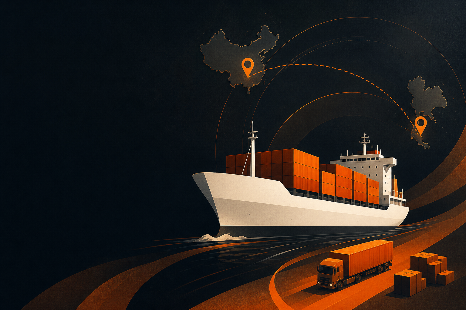 China to Thailand freight route